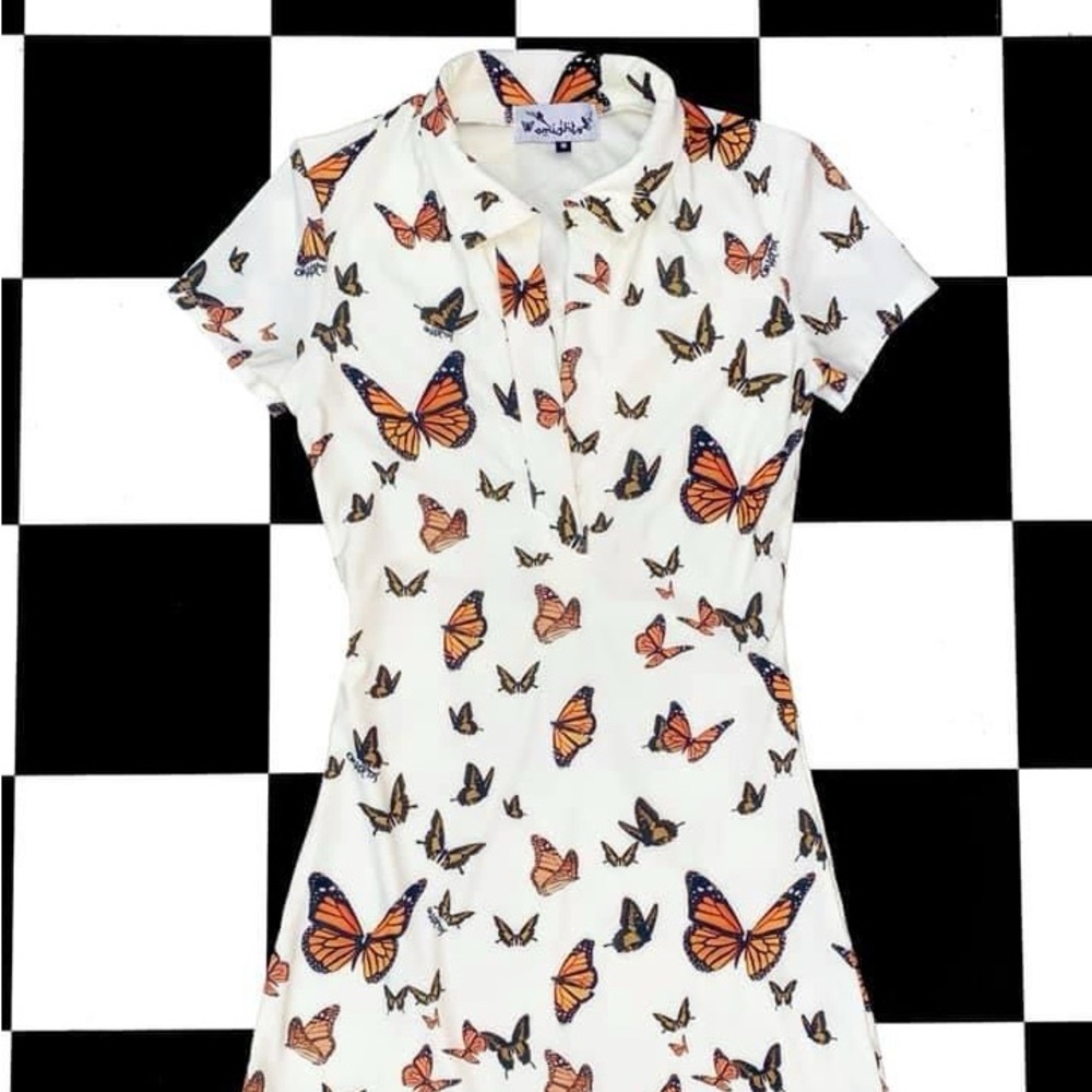 omighty the monarch butterfly collared dress